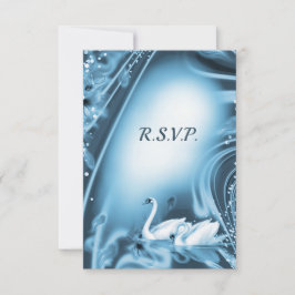 Elegante Romántico Blue Swan Love Wedding RSVP