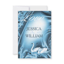 Elegante Romántico Blue Swan Love Wedding RSVP