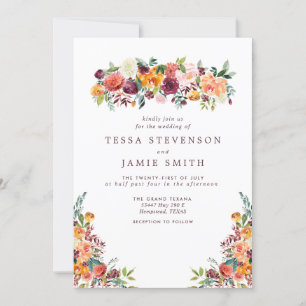 Elegante Romántico Fall Invitación a la Boda Flora