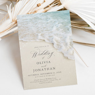 Elegante Romántico Ocean Beach Wedding Invitación