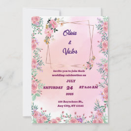 Elegante Romántico Roses Rosa Invitación a la boda