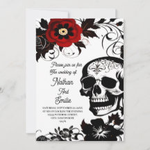Elegante Romántico Skull invitación a la boda góti