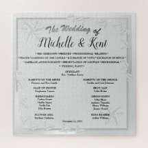 Elegante rompecabezas Boda de hojas plateadas