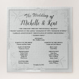 Elegante rompecabezas Boda de hojas plateadas