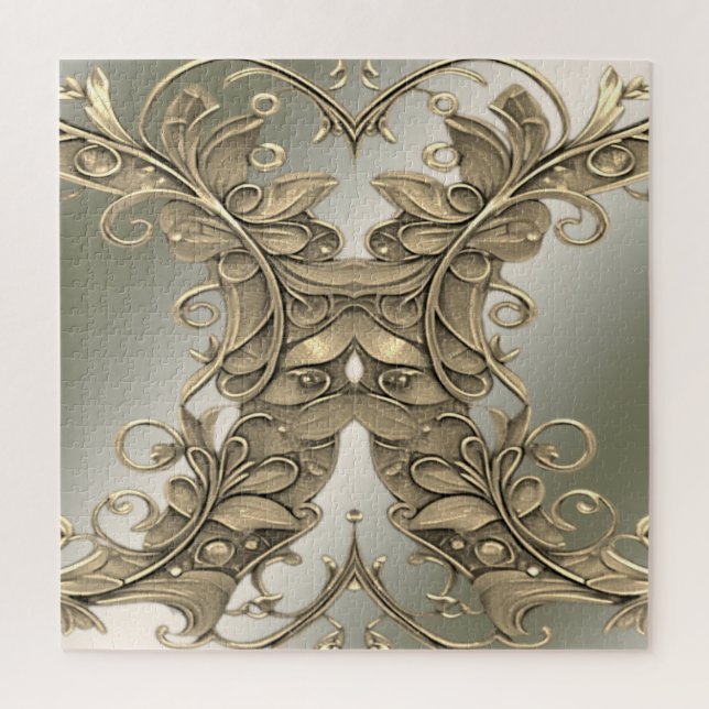 Elegante rompecabezas de oro moderno decorativo (Vertical)