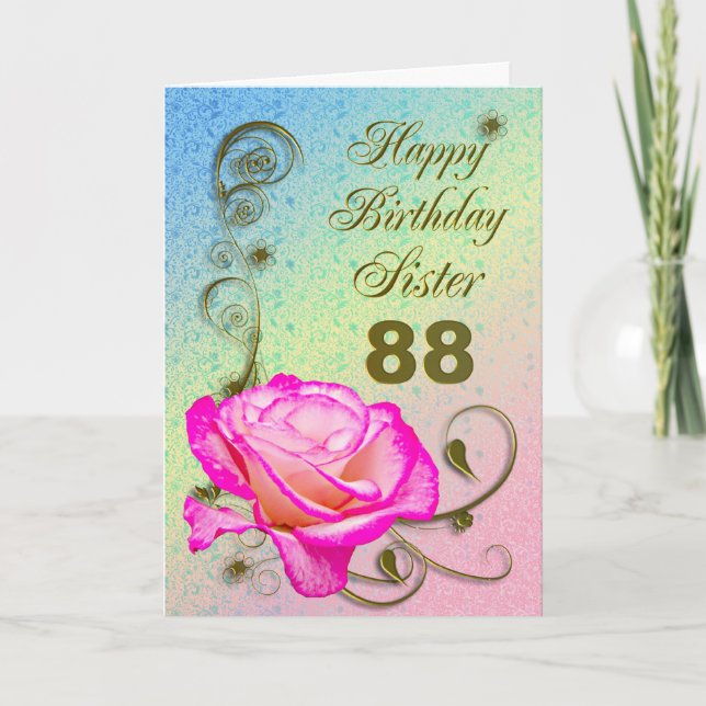 Elegante rosa 88ª tarjeta de cumpleaños para Herma (Anverso)