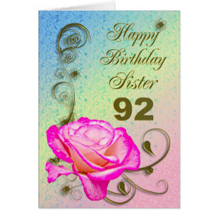 Elegante rosa 92ª tarjeta de cumpleaños para Herma