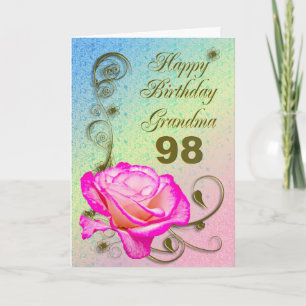 Elegante rosa 98ª tarjeta de cumpleaños para la ab