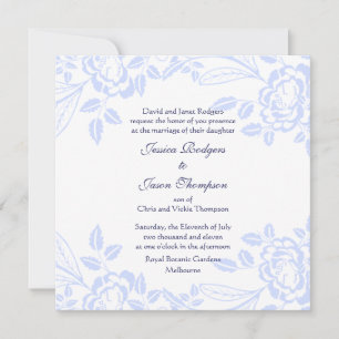 Elegante Rosa azul suave invitación a la boda