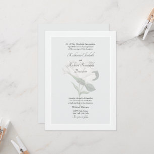 Elegante Rosa Blanca Un Lugar Invitación De Boda