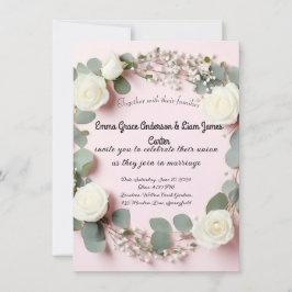 Elegante Rosa Blanca y Invitación a la Boda de Euc