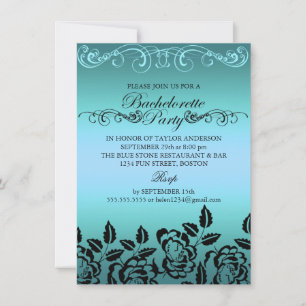 Elegante Rosa Blue Bachelorette Party Invitación