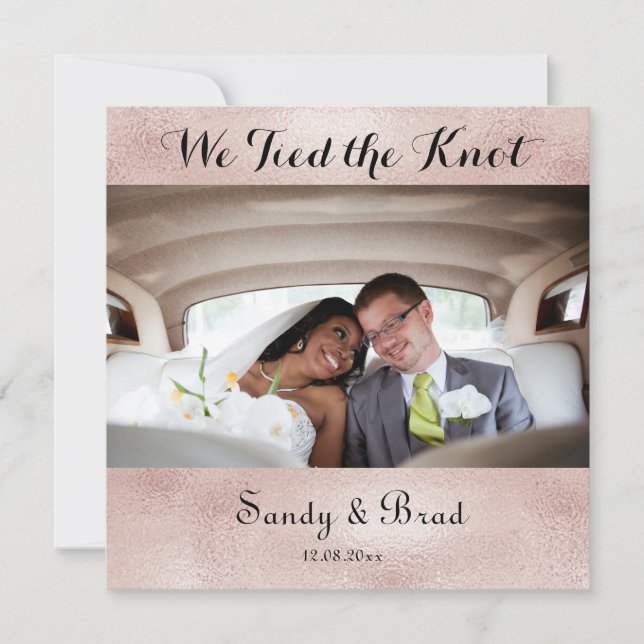 Elegante Rosa Boda de fotografía de oro Invitación (Anverso)