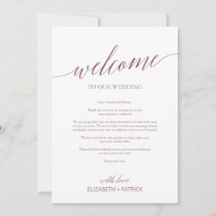 Elegante Rosa Boda de oro Carta de bienvenida Itin
