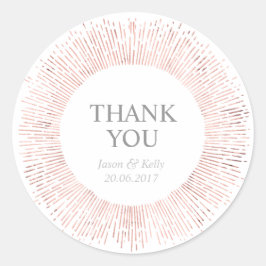 Elegante rosa boda de oro gracias pegatina