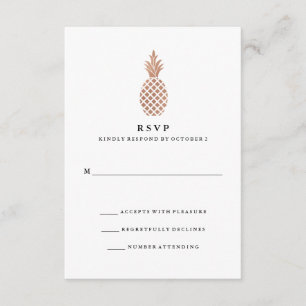 Elegante Rosa Boda de Piña de Oro RSVP