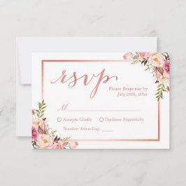 Elegante Rosa Boda floral de oro RSVP Respuesta