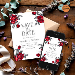 Elegante Rosa Boda floral Guardar la tarjeta de fe