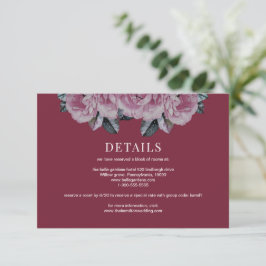 Elegante Rosa Boda Floral Tarjeta de gabinete