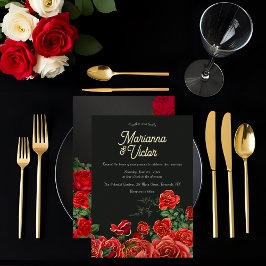 Elegante Rosa Boda Invitación al Relieve metalizad