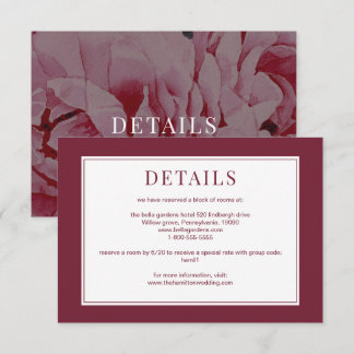Elegante Rosa Boda rosa Detalles Tarjeta de gabine