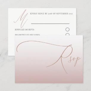 Elegante Rosa Boda RSVP simple de oro