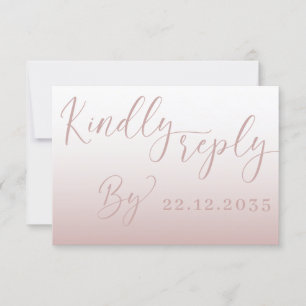 Elegante Rosa Boda RSVP simple de oro