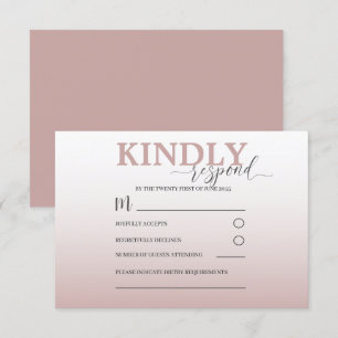Elegante Rosa Boda RSVP simple de oro