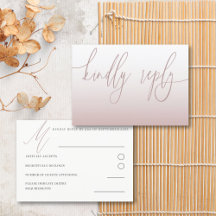 Elegante Rosa Boda RSVP simple de oro