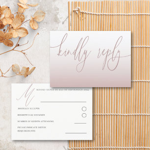Elegante Rosa Boda RSVP simple de oro