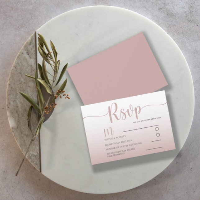 Elegante Rosa Boda RSVP simple de oro (Subido por el creador)
