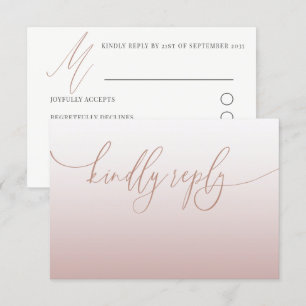 Elegante Rosa Boda RSVP simple de oro