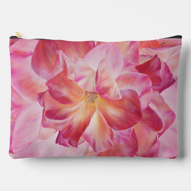 Elegante Rosa Botánico Floración Gran Bolsa Floral (Anverso)