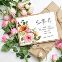 Elegante Rosa Chic y Invitación de Boda con Foto