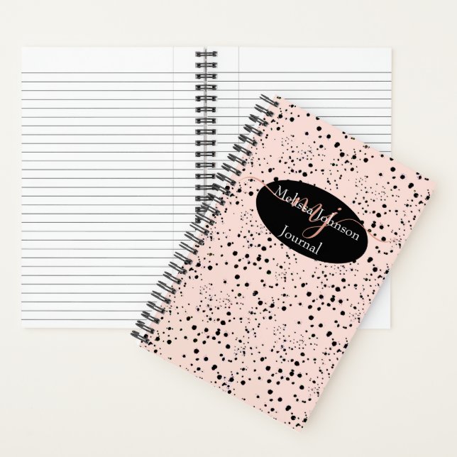 Elegante Rosa con letras de oro en diario negro (Interior)