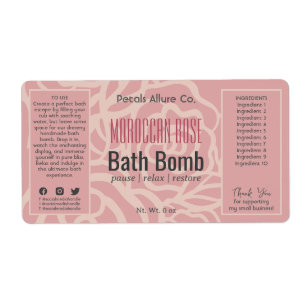 Elegante Rosa Coral Rosado Floral Etiqueta de prod