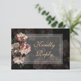 Elegante Rosa de Boda de Oro por la noche RSVP