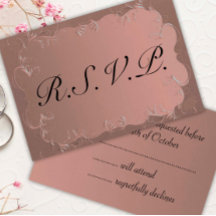 Elegante Rosa de Boda de Oro RSVP