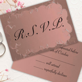Elegante Rosa de Boda de Oro RSVP