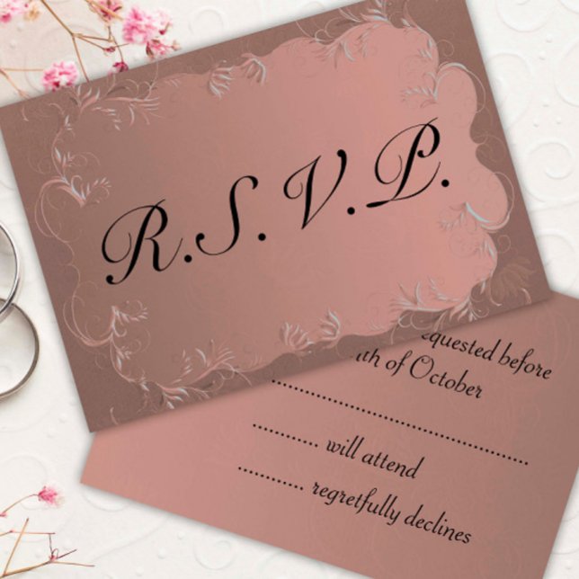 Elegante Rosa de Boda de Oro RSVP (Subido por el creador)