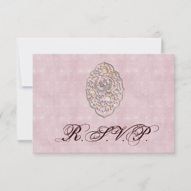 Elegante Rosa de Boda Vintage Rosa RSVP (Anverso)