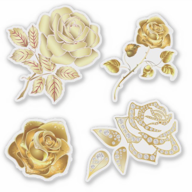 Elegante Rosa de Bodas de Oro Pegatinas de Invitac (Anverso)