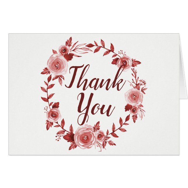 Elegante Rosa de Borgoña Wreath Boda Gracias (Anverso (Horizontal))