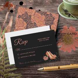 Elegante Rosa de cobre vintage Tarjeta RSVP Quince