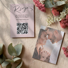 Elegante Rosa de código QR de oro Boda RSVP