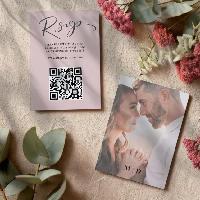 Elegante Rosa de código QR de oro Boda RSVP (Subido por el creador)