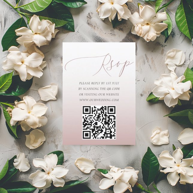 Elegante Rosa de código QR oro Boda RSVP sencillo  (Subido por el creador)