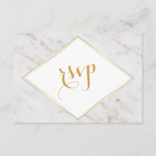 Elegante Rosa de diamantes Gold Marble RSVP
