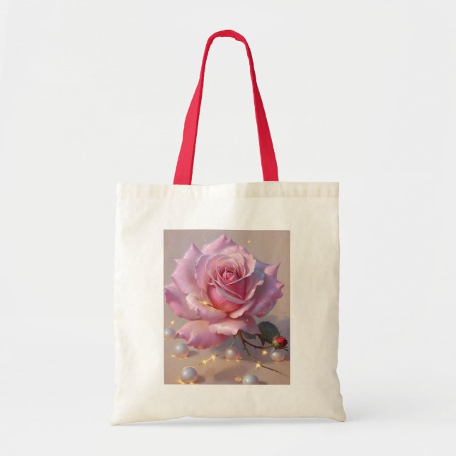 Elegante Rosa de foto de la bolsa de té (Frente)