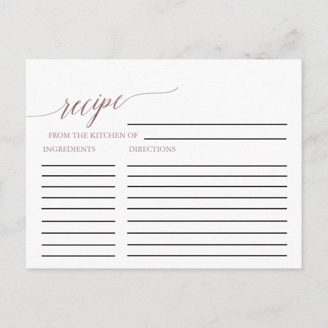 Elegante Rosa de la caligrafía de oro Tarjetas de  (Anverso)